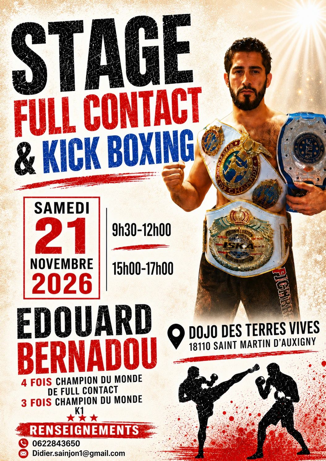 Affiche stage full contact et kickboxing